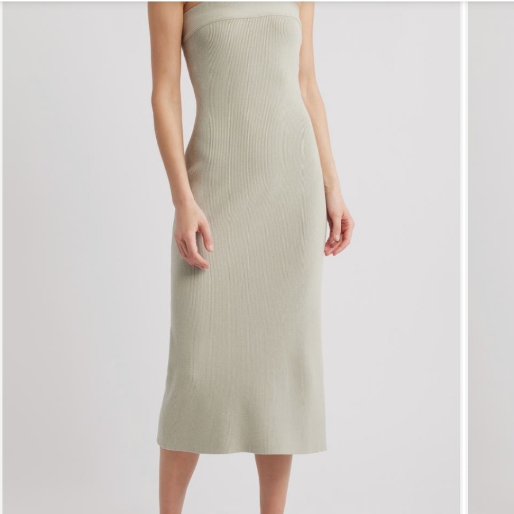 Free People Ravena Strapless Maxi Sweater Dress - Sage Green